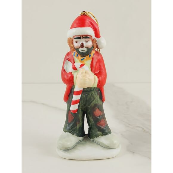 Flambro Christmas Tree Ornament Clown Emmett Kelly Jr. Figurine 4 1/4" 1986 Vtg - Picture 2 of 12